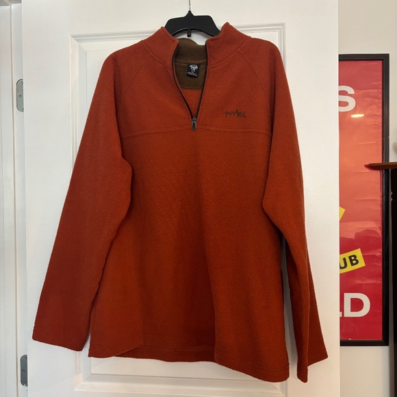 Prana Sweater Mens XL Orange Outdoor Hiking 1/4 Zip Pullover Jacket Y2k Style - Picture 1 of 5